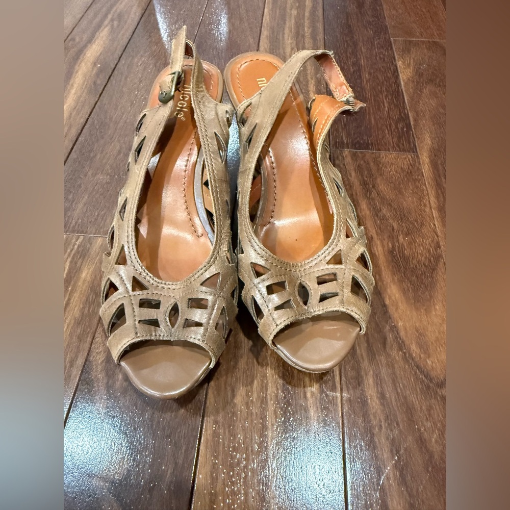 Nicole Tan Slingback Wedges